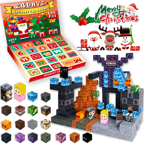 【Dark Realm】Magnetic Tiles Building Blocks STEM Toys | 2025 Calendar Collection | 100 PCS | 0.8"