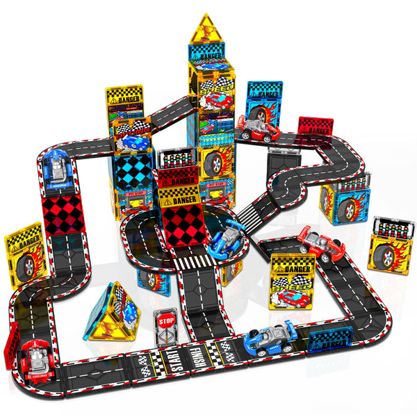 【Racing Car】Magnetic Tiles Building Blocks STEM Toys - 2025 Tile Collection