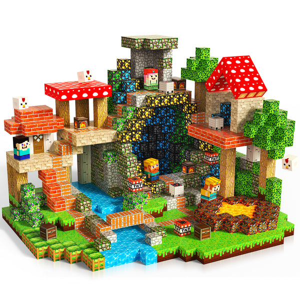 【Ore Cave】Magnetic Tiles Building Blocks STEM Toys | 2025 Village Collection | 200 PCS | 0.8"