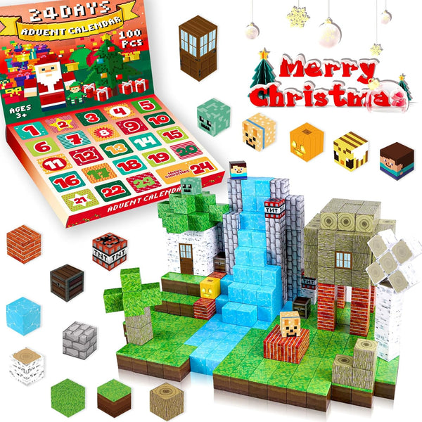 【Forest Life】Magnetic Tiles Building Blocks STEM Toys | 2025 Calendar Collection | 100 PCS | 0.8"