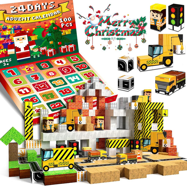 【Town Construction】Magnetic Tiles Building Blocks STEM Toys | 2025 Calendar Collection | 100 PCS | 0.8"