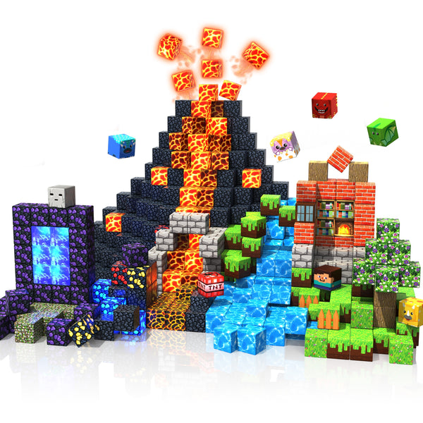 【Volcano Basin】Magnetic Tiles Building Blocks STEM Toys - 2025 Glowing Collection