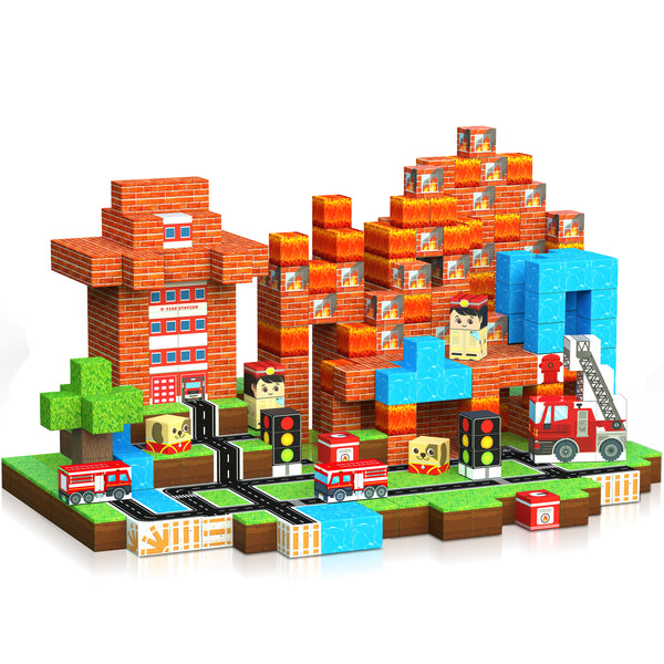 【Fire Fighting】Magnetic Tiles Building Blocks STEM Toys - 2025 Village Collection