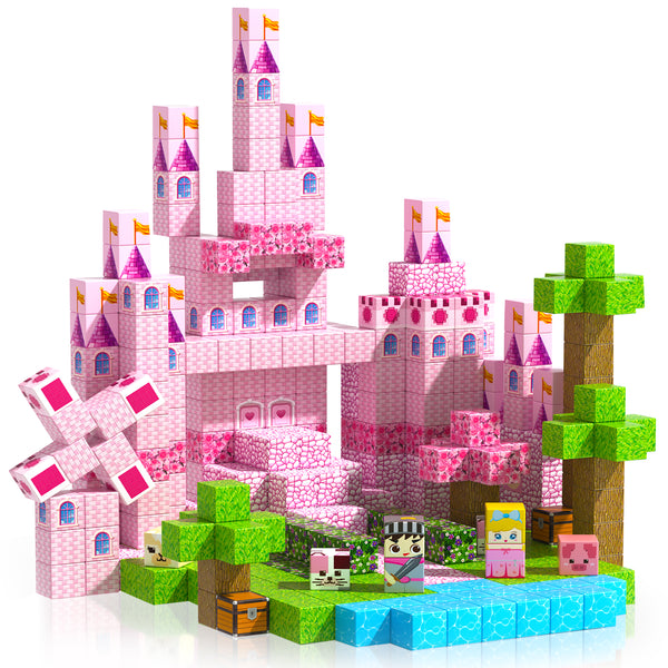【Sakura Pink】Magnetic Tiles Building Blocks STEM Toys - 2025 Castle Collection
