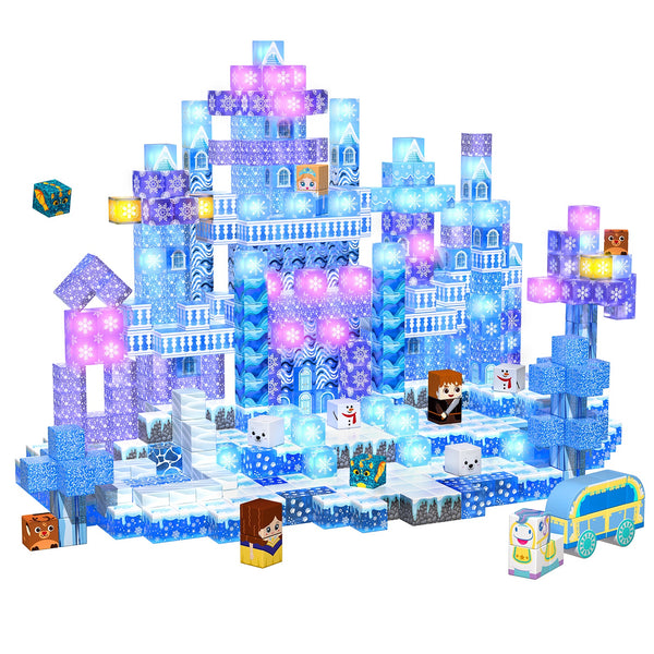 【Snow Valley】Magnetic Tiles Building Blocks STEM Toys | 2025 Glowing Collection | 200 PCS | 0.8"